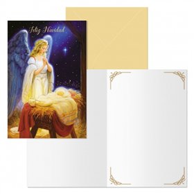 Conjunto de 6 cartões de Natal Dohe Angel com envelopes - Tamanho fechado: 11,5 x 17 cm, Tamanho aberto: 23 x 17 cm - Papel offs