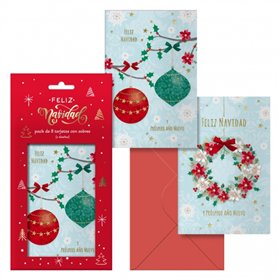 Pacote de Advento Dohe com 8 Cartões de Natal com Envelopes - 2 Modelos Diferentes - Tamanho 12,2x23,5cm - Papel Offset - Impres