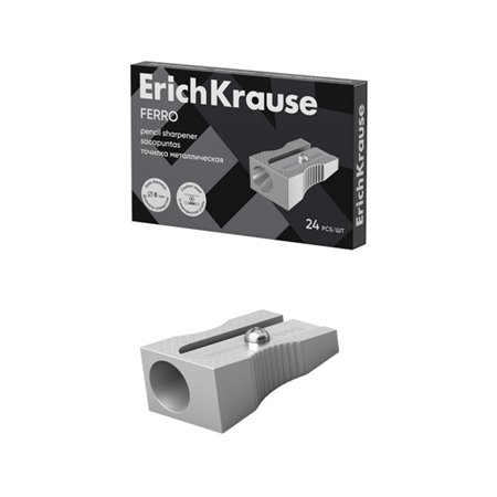 Apontador de lápis Erichkrause Ferro em alumínio com cabo ergonômico - furo de 8 mm - lâmina em aço carbono - cor alumínio