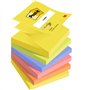 Pacote com 6 blocos de notas adesivas reposicionáveis Post-it com 100 unidades cada, formato quadrado, 76x76mm - Cores sortidas