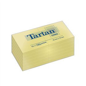 Pacote com 12 blocos de notas adesivas reposicionáveis Tartan com 100 unidades cada - 76x76mm - 100% PEFC - Amarelo Claro