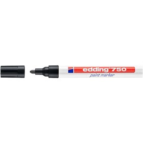 Marcador permanente Edding 750 - Ponta redonda - Espessura da linha entre 2 e 4 mm - Tinta opaca - Secagem rápida - Preto