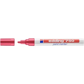 Marcador permanente Edding 750 - Ponta redonda - Espessura da linha entre 2 e 4 mm - Tinta opaca - Secagem rápida - Vermelho