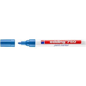 Marcador permanente Edding 750 - Ponta redonda - Espessura da linha entre 2 e 4 mm - Tinta opaca - Secagem rápida - Azul
