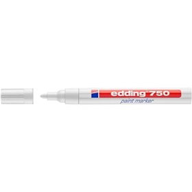 Marcador permanente Edding 750 - Ponta redonda - Espessura da linha entre 2 e 4 mm - Tinta opaca - Secagem rápida - Branco
