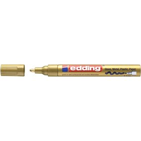 Marcador permanente Edding 750 - Ponta redonda - Espessura da linha entre 2 e 4 mm - Tinta opaca - Secagem rápida - Cor dourada