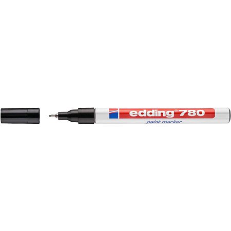 Marcador permanente Edding 780 com tinta opaca - Ponta redonda - Espessura da linha de 0,8 mm - Pontas de reposição disponíveis 