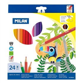 Conjunto de 24 lápis de cor hexagonais Milan - Mina de 2,9 mm - Traço uniforme - Resistentes à quebra - Cores sortidas