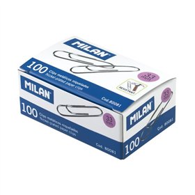 Milan Caixa com 100 Clips Labiais Niquelados de 33mm