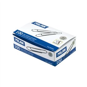 Milan Caixa com 100 Clips Niquelados de 43mm