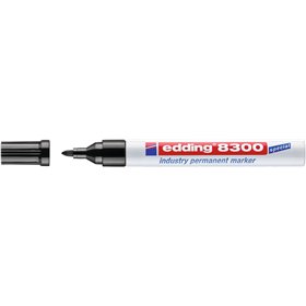 Marcador permanente industrial Edding 8300 - Ponta redonda de 1,5 a 3 mm - Tinta resistente ao desgaste, fricção e luz - Preto