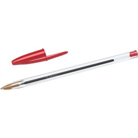 Caneta Esferográfica Bic Cristal Original - Ponta Redonda de 1,0 mm - Traço de 0,4 mm - Tinta à Base de Óleo - Vermelha