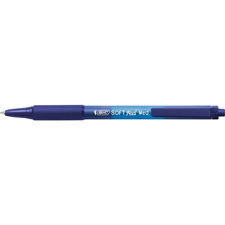 Caneta Esferográfica Retrátil Bic Soft Feel - Ponta Média de 1mm - Corpo Translúcido com Área de Apoio para os Pés - Azul