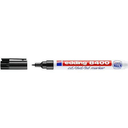 Marcador permanente Edding 8400 para CD, DVD e Blu-ray - Ponta redonda - Espessura da linha entre 0,5 e 1 mm - Resistente à água