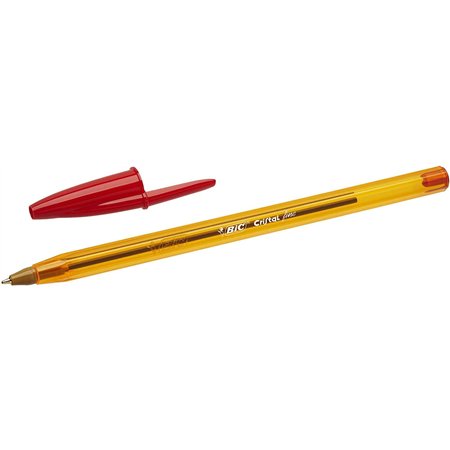 Caneta Esferográfica Bic Cristal Original Fine - Ponta Redonda de 0,8 mm - Traço de 0,30 mm - Tinta à Base de Óleo - Translúcida