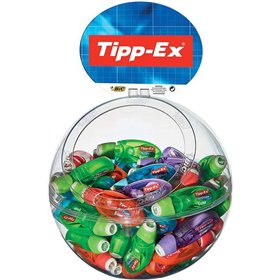Suporte expositor Tipp-Ex Micro Tape Twist, 60 fitas corretivas de 5,00 mm x 8 m - Cabeça giratória - Escrita instantânea - 4 co