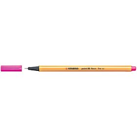 Caneta de fibra Stabilo Point 88 de ponta fina - Espessura da linha: 0,4 mm - Tinta à base de água - Rosa neon