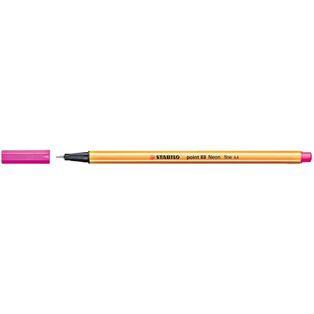 Caneta de fibra Stabilo Point 88 de ponta fina - Espessura da linha: 0,4 mm - Tinta à base de água - Rosa neon