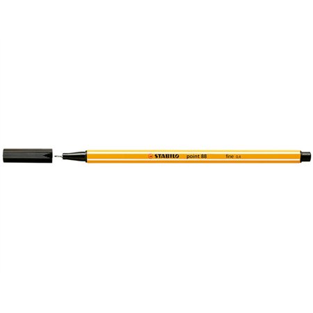 Caneta de fibra Stabilo Point 88 de ponta fina - Espessura da linha de 0,4 mm - Tinta à base de água - Preta