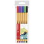 Stabilo Point 88 - Pacote com 6 Canetas de Fibra de Ponta Fina - Espessura da Linha de 0,4 mm - Tinta à Base de Água - Cores Sor