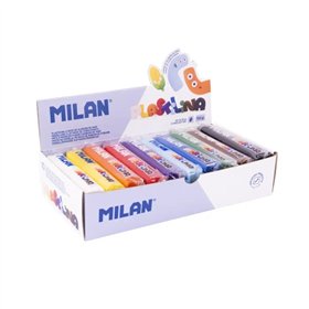 Caixa Milan com 10 bastões de massa de modelar de 150g - Base de amido de milho - Sem glúten - Misturáveis - Cores sortidas