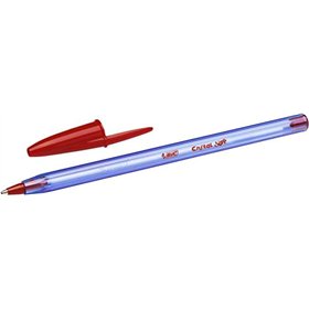 Canetas Esferográficas Bic Cristal Soft - Ponta Média de 1,2 mm - Espessura da Linha de 0,45 mm - Escrita Mais Suave - Vermelha