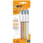 Conjunto de 3 Canetas Esferográficas Retráteis Bic em 4 Cores - Ponta de 1mm - Traço de 0,4mm - Tinta à Base de Óleo - Corpo nas