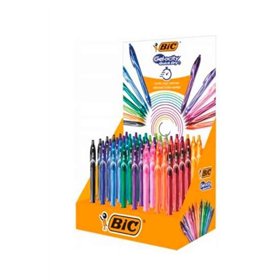 Bic Gel-Ocity Quick Dry - Display com 48 Canetas Retráteis - Empunhadura emborrachada - Ponta média de 0,7 mm - Secagem ultrarrá