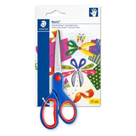 Tesoura escolar Staedtler Noris 965 - Aço inoxidável - Cabo ergonômico - Azul