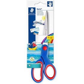 Tesoura escolar infantil Staedtler Noris 965 - Aço inoxidável - Corte suave e ergonômico - Comprimento 21 cm