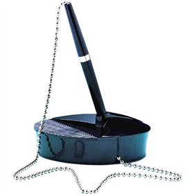 Caneta Esferográfica Fellowes com Suporte - Base Pesada Antiderrapante - Corrente Antifurto de 520mm - Tinta Azul