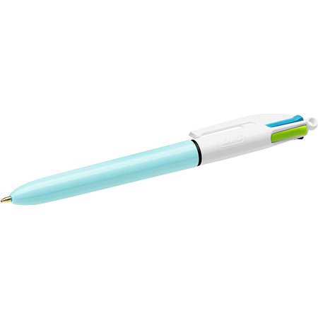 Caneta Esferográfica Retrátil Bic 4 Cores Fun - Ponta Média de 1,0 mm - Tinta à Base de Óleo - Cores: Rosa, Roxo, Turquesa e Ver