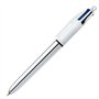 Caneta Esferográfica Retrátil Bic Shine 4 Cores - Ponta de 1mm - Traço de 0,4mm - Tinta à base de óleo - Corpo prateado/branco -