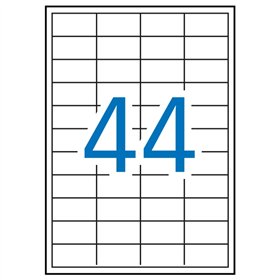 Pacote com 4.400 etiquetas retangulares Apli, 48,5 x 25,4 mm - 100 folhas com 44 etiquetas cada - Adesivo removível - Bordas ret