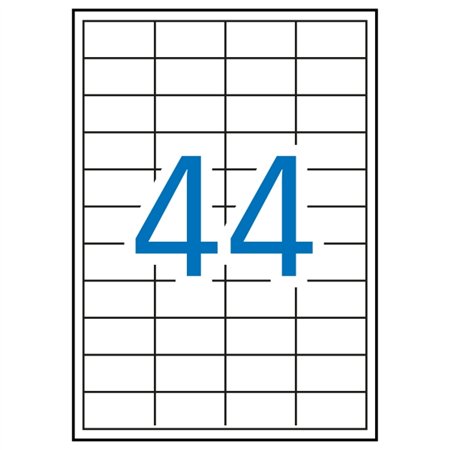 Pacote com 4.400 etiquetas retangulares Apli, 48,5 x 25,4 mm - 100 folhas com 44 etiquetas cada - Adesivo removível - Bordas ret