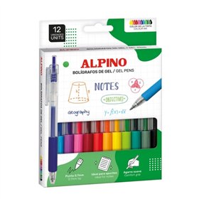 Conjunto de 12 canetas de gel retráteis Alpino Line - Ponta de 0,7 mm - Empunhadura firme - Cores sortidas