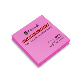 Bloco de notas adesivas Bismark com 100 unidades, 76x76mm - Magenta Neon