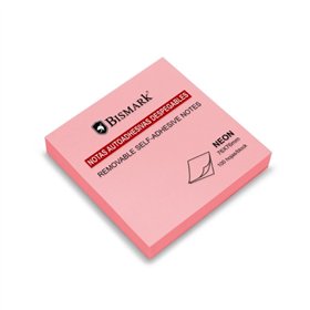 Bloco de notas adesivas Bismark com 100 unidades, 76x76mm - Rosa Neon