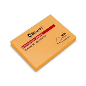 Bloco de notas adesivas Bismark com 100 unidades, 76x127mm - Laranja Neon