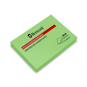 Bloco de notas adesivas Bismark com 100 unidades, 76x127mm - Verde Neon
