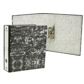 Pasta Bismark AZ Marbled Folio, lombada de 75 mm - cartão pautado - porta-cartões na lombada - mecanismo de alavanca - preta mar