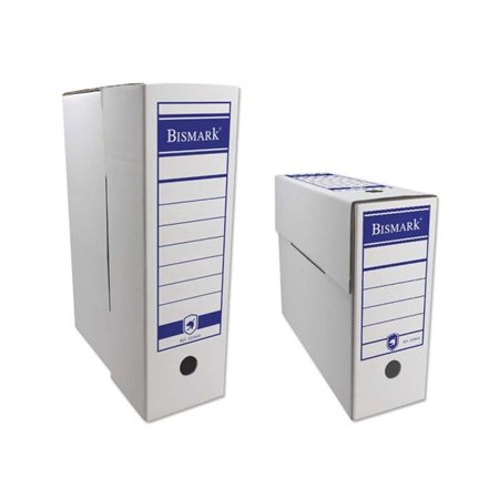 Pasta Bismark Definitive File Box, formato Extended Folio, 12x39x27cm - Papelão ondulado - Papel branco com áreas pré-impressas 