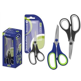 Tesoura de escritório Bismark em aço inoxidável, 17 cm - Cabo ergonômico - Muito leve e durável - Cores sortidas (seleção aleató