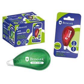 Fita Corretiva Bismark Mini Dry - Alta Qualidade - Correção Rápida - Não Mancha - Não Deixa Vestígios em Fotocópias