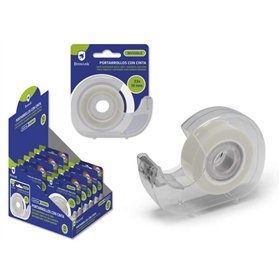 Fita adesiva invisível Bismark 19mm x 33m com suporte para rolo - Corpo em plástico - Ideal para uso escolar - Transparente