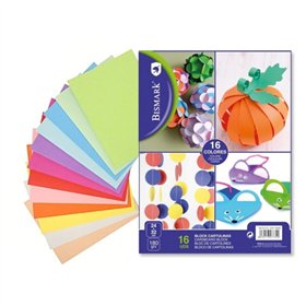 Pacote com 16 folhas de cartão Bismark, 180 g/m² - Tamanho 24 x 32 cm - Cores sortidas