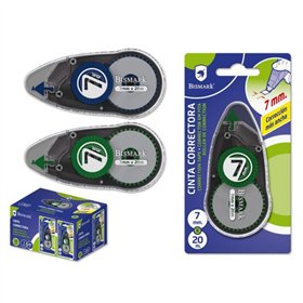 Fita Corretiva Bismark 7mm x 20m - Adesão perfeita ao papel - Embalagem individual - Cores sortidas (aleatórias)