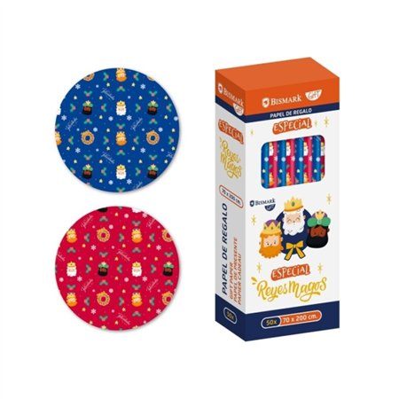 Rolo de Papel de Presente Bismark Natal Três Reis Magos - Mede 70cm x 200cm - 2 Designs Diferentes