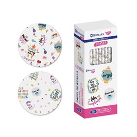 Rolo de Papel de Presente com Frases Bismark - Mede 70cm x 200cm - 2 Modelos Diferentes