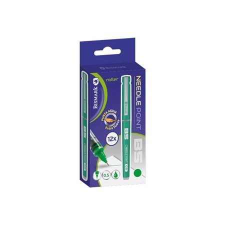 Caneta de tinta líquida Bismark com ponta de agulha - Escrita suave - Alta precisão - Longa durabilidade - Verde